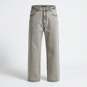 <b>Mens</b> Casual Denim Pant 100% Cotton Wide Leg Mid Waist Summer Dark <b>Stretch</b> Durable Comfort & Private Label Available - Product Image 1