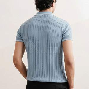 Chemise Homme à Fermeture Éclair Douce au Toucher, Motif Uni, Tissu Tricoté, Design Moderne, Manches Courtes, Idéale pour Tenues Estivales Quotidiennes - Product Image 4