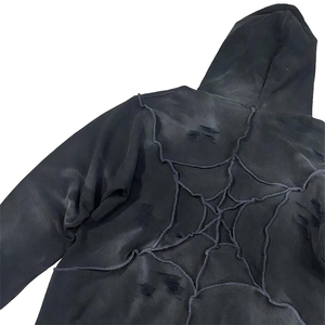 Sudadera con capucha para hombre, estilo vintage, lavado ácido, con cremallera, estampado digital, 100% algodón, forro polar grueso, corte oversize, ropa urbana de invierno - Product Image 5