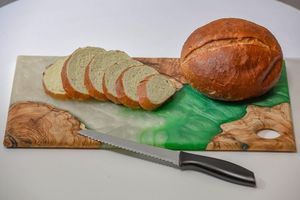 Green Resin Rectangle Foldable Dishwasher <b>Safe</b> Chopping Block with Wood <b>Knife</b> Handle 1.5 cm Thickness - Product Image 5