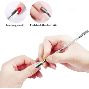 Pousse-cuticules en acier inoxydable à double tête pour le nettoyage des ongles et des ongles d'orteils - Product Image 4