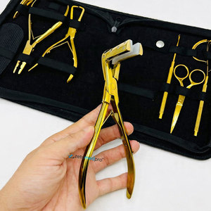 Kit de Herramientas para Extensiones de Cabello de Alta Calidad, Personalizado, de Acero Inoxidable, Chapado en Oro, con Pinza de Presión de Acero Sostenible y Almohadilla de Silicona - Product Image 2