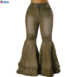 Vaqueros casuales de mujer, transpirables, de moda urbana, nuevos, de primavera, de cintura alta, acampanados, de pierna ancha - Product Image 2