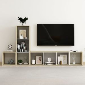 3 pezzi bianco e Sonoma rovere TV Set legno ingegnerizzato per soggiorno - Product Image 1