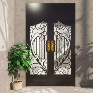 Portes d'entrée en fer forgé de luxe pour maison, porte principale sécurisée, design décoratif pour maisons modernes - Product Image 5