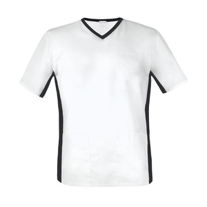 Men Soft Stretchy Custom Medical <b>Scrubs</b> <b>Top</b> Men V-Neck Short Sleeve Hospital Wear <b>Scrubs</b> Jersey <b>Top</b> - Product Image 3