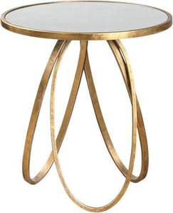 Table basse dorée tendance de style moderne avec plateau en bois, design mid-century, meubles de salon, table d'appoint décorative - Product Image 4