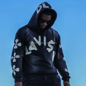 Logo personnalisé 100% coton streetwear vintage soleil fané sweats à capuche en détresse patchs broderie acide lavage à capuche pour hommes - Product Image 3