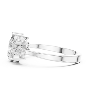 Anillo de Compromiso Vinson Project de Lujo con Múltiples Piedras de Moissanita en Forma de Pera, con Detalles en Oro de 14K sobre Acero Inoxidable, Estilo Art Deco - Product Image 4