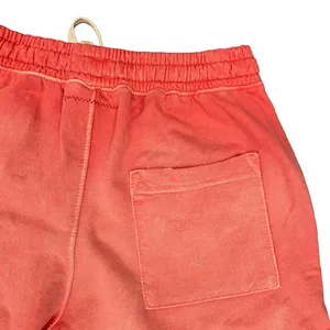 Men's Solid Coral Cotton <b>Shorts</b> Mid Waist Drawstring Casual Style Breathable Woven Fabric <b>Short</b> Length - Product Image 6
