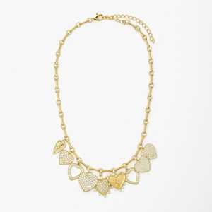 สร้อยคอรูปหัวใจห้อยประดับเพชรทรงกลม 14K ทองคำแท้ ฝังเพชรแบบ Pave พร้อมสร้อยยาว 18 นิ้ว ดีไซน์หรูหรา คลาสสิก เหมาะสำหรับงานแต่งงาน - Product Image 1