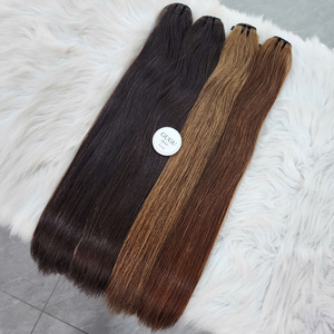 Extensiones de Cabello Liso con Reflejos Rubios y Raíces Negras Naturales, Súper Doble Trama, Cabello Virgen Vietnamita, Cierre de Máquina, Doble Trama - Product Image 2