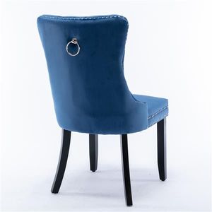 Collezione Moderna di Alta Gamma: Set di 2 Sedie da Pranzo Contemporanee in Velluto con Gambe in Legno Massello e Finitura con Borchie - Product Image 6