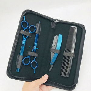 Juego de Tijeras Profesionales de Peluquería, Hoja Afilada de Acero Inoxidable Japonés, Color Azul, para Cortar y Entresacar Cabello, Suministros de Salón - Product Image 2