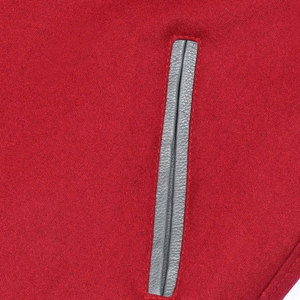 Wholesale Men's <b>Red</b> Varsity <b>Jacket</b> Gray Polyester Sleeves Zipper <b>Waterproof</b> Casual Style Autumn Wear Discharge Stand Collar - Product Image 4