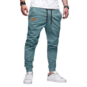 <b>Men's</b> Sea Green Cargo Jogger Pants Casual Lightweight <b>Trousers</b> With Side Pockets Elastic <b>Cuffed</b> Hem - Product Image 1