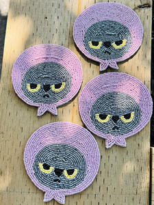 Posavasos de lona duradero con cuentas de gato, bordado a mano con cara de animal, tapete para bebidas, almohadilla para tazas con cuentas de semillas, decoración linda para mesa, regalo, adorno para el hogar - Product Image 2