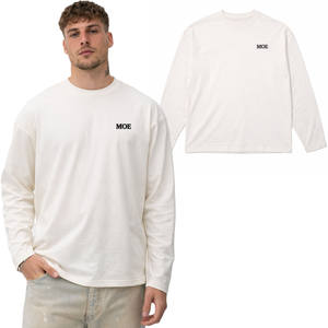 Camisetas de Algodón Grueso para Hombre, Estilo Oversize, Manga Larga, Streetwear, Hombros Caídos, Logotipo Personalizado, Fabricante OEM de Marca Privada - Product Image 1