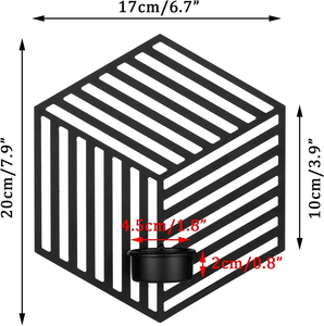Geometric Iron Candle <b>Sconces</b> Black Metal Hexagon Wall Mounted Pillar Tealight Holders Modern Wall Art Decor for Living Room - Product Image 3