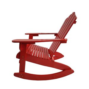 Sedia a dondolo Adirondack reclinabile rossa in legno per esterni - Product Image 4