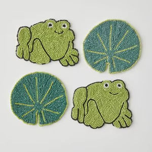 ชุดที่รองแก้วสี่ชิ้นลายกบทำมือปักลูกปัดลายสวยงามมีสไตล์และหรูหราระดับพรีเมียมของตกแต่งพิเศษล่าสุด - Product Image 1