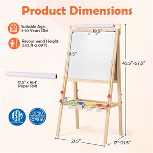 Cavalletto Artistico Regolabile 3-in-1 a Doppia Faccia con 4 Contenitori per Colori per Uso in Studio o Aula - Product Image 4