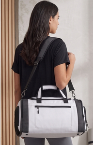 Gym Duffle <b>Bag</b> White With Black Trim Zipper Closure 30-40L Capacity Workout Fitness Duffle <b>Bags</b> Shoulder Body Cross Duffle <b>Bags</b> - Product Image 3