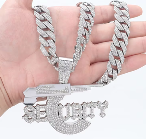 Collier pendentif chèvre en émail bleu avec moissanite et zircone cubique, finition argentée, style Hip Hop pour le streetwear - Product Image 4