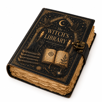 Nouveau carnet en cuir New Era Witch's Library, reliure cousue, livre des ombres, 100 feuilles, impression UV, cadeau pour les passionnés de magie
