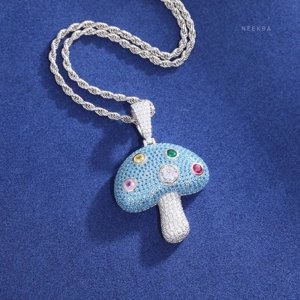 Colgante de Moissanita en Forma de Hongo - Colgante de Moissanita Personalizado en Plata 925, Colgante de Hongo en Plata, Joyería de Plata Hecha a Mano - Product Image 4