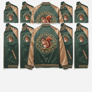 Wholesale B2B Supplier Navy Peach Satin Varsity Jacket Zip Up Custom Embroidered Driftwood Colony Guild Baseball <b>Coat</b> - Product Image 6