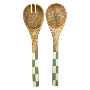 Ensemble d'ustensiles à salade en bois de haute qualité avec cuillère de service, design Chase, manche incrusté de résine, ensemble de service à salade, articles de cuisine pour la maison - Product Image 2