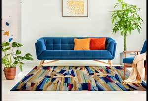 Abstract Multicolor Wool Area Rug 8x12 Feet, Hand Tufted Modern <b>Carpet</b>, Contemporary Large Size Living Room Rug - Product Image 2