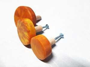 Poignée de meuble en bois naturel et résine écologique, bouton unique pour tiroir, quincaillerie artisanale, décoration intérieure, thème ange - Product Image 1