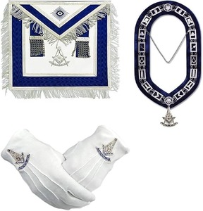 Conjunto de Regalia Masónica para Oficial de Logia Azul, Antimago: Delantal de Antimago, Collar, Joya y Guantes |   Masonería Bordada - Product Image 1
