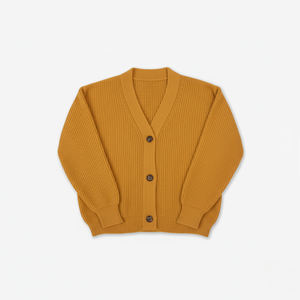 Cardigan femme sans impression, décontracté, simple, col en V, 100% acrylique, couleur unie, tricoté, tricot torsadé vietnamien, anti-plis, 3 boutons - Product Image 5