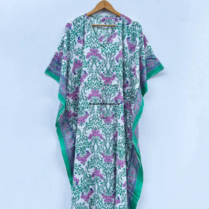 Wholesale Hand Block Printed Cotton <b>Kaftan</b> Block Printed Cotton <b>Beach</b> <b>Kaftan</b> Women Party Dress Wear Night Maxi Dress - Product Image 2