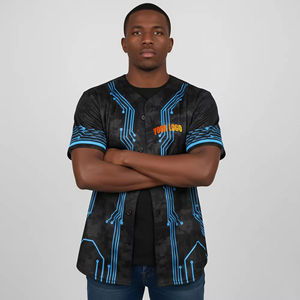 Maillots/Uniformes de baseball sublimés respirants, anti-humidité et anti-UV pour hommes, 100 % polyester, couleur unie, vente en gros - Product Image 1