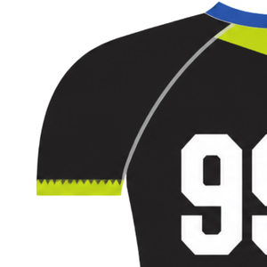 Camiseta Deportiva de Manga Corta, Cuello Redondo, Color Negro, Azul Rey y Verde Lima, Diseño Geométrico, Compresión Atlética para Entrenamiento - Product Image 4