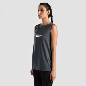 เสื้อกล้ามออกกำลังกายโยคะสำหรับผู้หญิง OEM/ODM ระบายอากาศได้ดี ทรงหลวม สายไขว้หลัง โลโก้ด้านหน้าปรับแต่งได้ สไตล์ Y2K ชุดออกกำลังกาย - Product Image 3