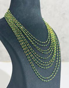 Green Hydro Gemstone 10 Layered Necklace Gold Plated Multi Strand Statement Necklace for Women - Product Image 3