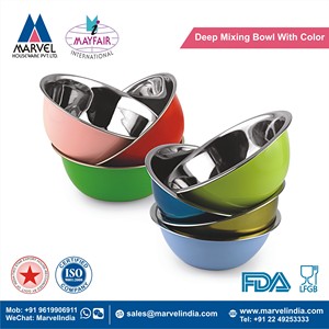 Ensemble de bols en acier inoxydable colorés et empilables, design moderne pour le service des aliments à la maison - Product Image 2