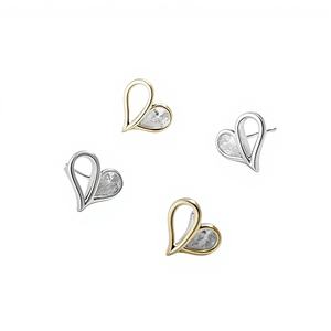 Pendientes Elegantes con Diseño de Corazón, Oro Sólido de 14K/18K, Diamante Cultivado en Laboratorio con Corte Pera, Regalo de Aniversario para Ella, Uso Diario - Product Image 4