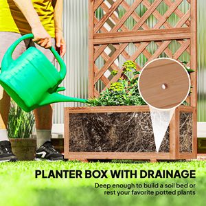 59\" Outdoor Wooden Raised Garden Bed with Trellis <b>Planter</b> <b>Box</b> for Climbing Vine Plants Flower Pots & <b>Planters</b> Drainage Holes - Product Image 5