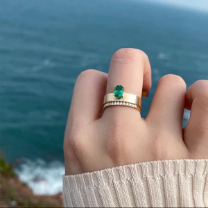 18K Real Women's Gold Plated <b>Emerald</b> Cut Solitaire Gemstone <b>Ring</b> Claw Setting Classic Daily Gift Gold - Product Image 2