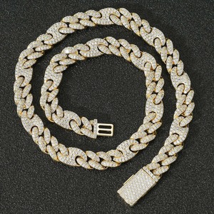 Collar unisex de plata de ley 925 con baño de rodio y moissanita, corte brillante, cadena cubana, estilo hip hop para fiestas. - Product Image 2