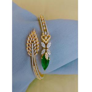 Trendy Gold Plated Brass <b>Charm</b> Bracelet for Women with Zircon Stones Party Occasion - Product Image 1