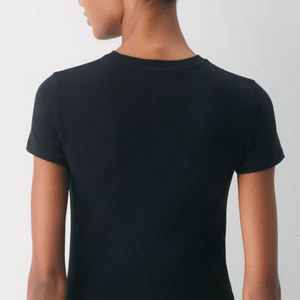 Camiseta de mujer con logo personalizado, algodón de alta calidad, lisa/casual, para impresión y distribución al por mayor, precio de fábrica con logo. - Product Image 5