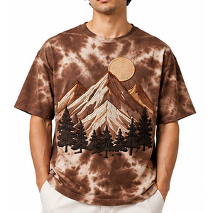 Mens Embroidered <b>Tie</b> Dye <b>T</b> <b>Shirt</b> 100% Cotton Crew Neck Loose Fit Short Sleeve Casual Streetwear OEM Wholesale Suppliers EAZWEARS - Product Image 4