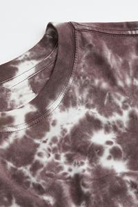 Camiseta de Manga Corta para Hombre, Talla Grande, Tie-Dye, Cuello Redondo, Informal, Tejida, Corte Regular, Estampada, Marrón y Blanco - Product Image 3